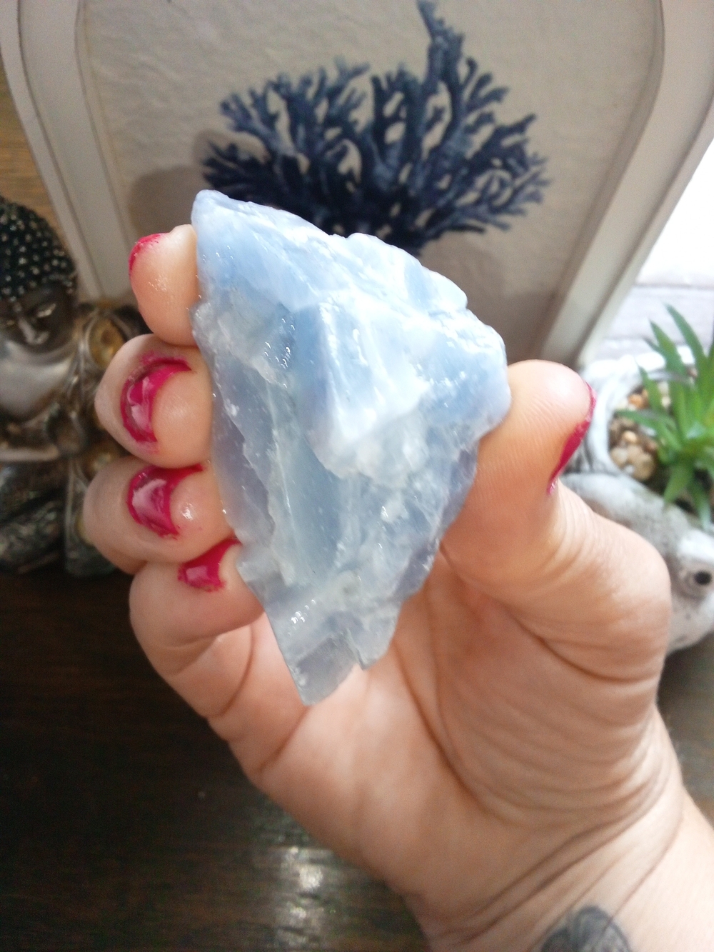 Blue Calcite From Mexico Raw Crystal Decorative Accent